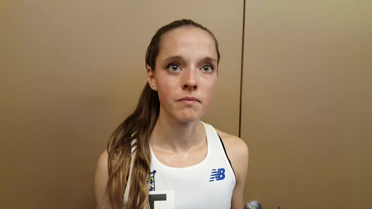  - Videos - Brie Oakley of Grandview CO National High School  5000m Record 15: - New Balance Nationals Indoor 2017