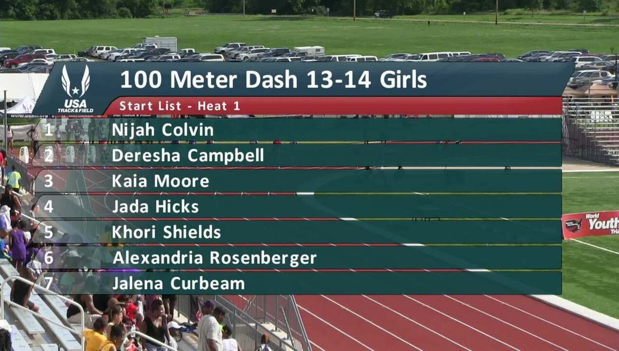 DyeStat.com - Videos - Girls 13-14 100m Prelim Heat 1 - USA Youth Outdoor  Track and Field Championships 2013