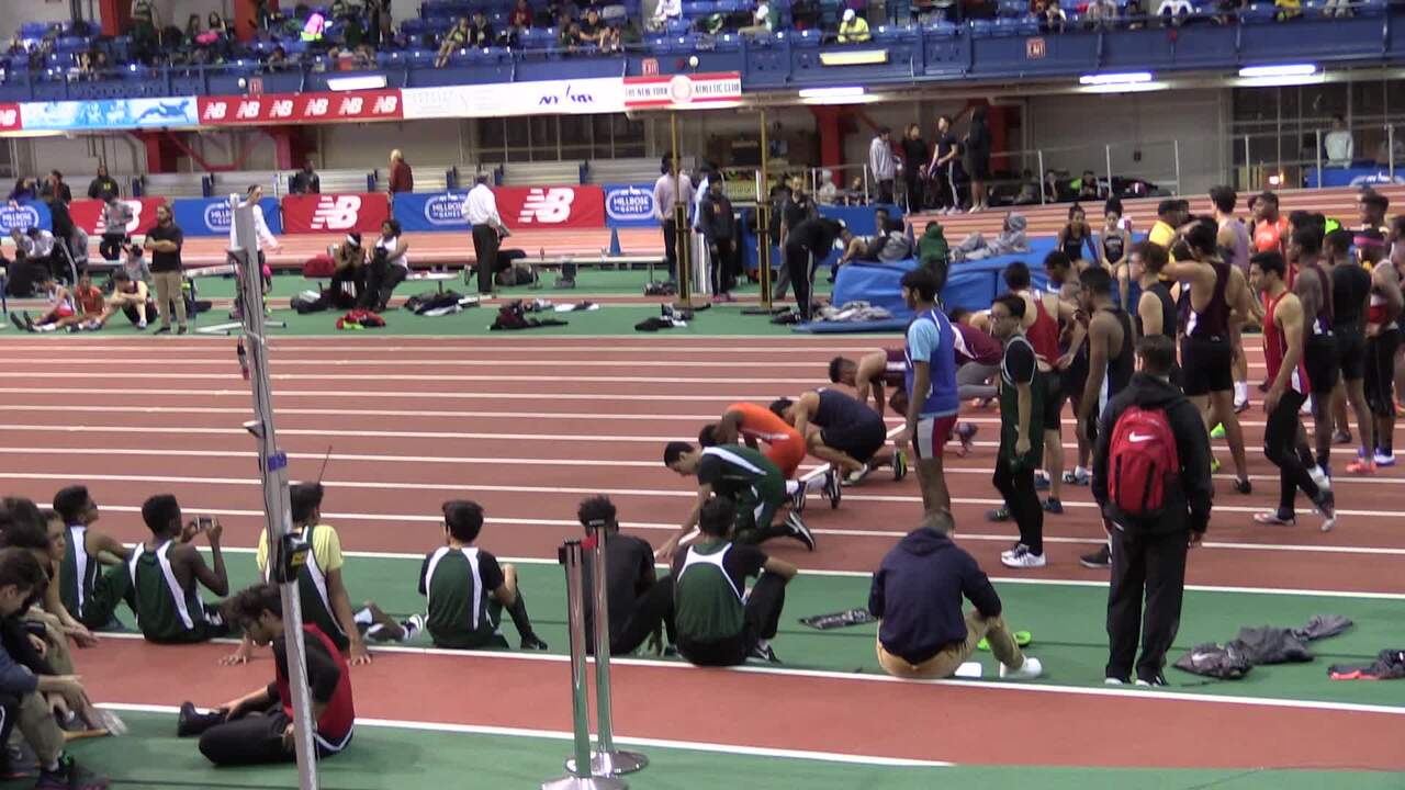 Boys 55m Hurdles Varsity Prelim Heat 1 - Hudson County Championships 2017