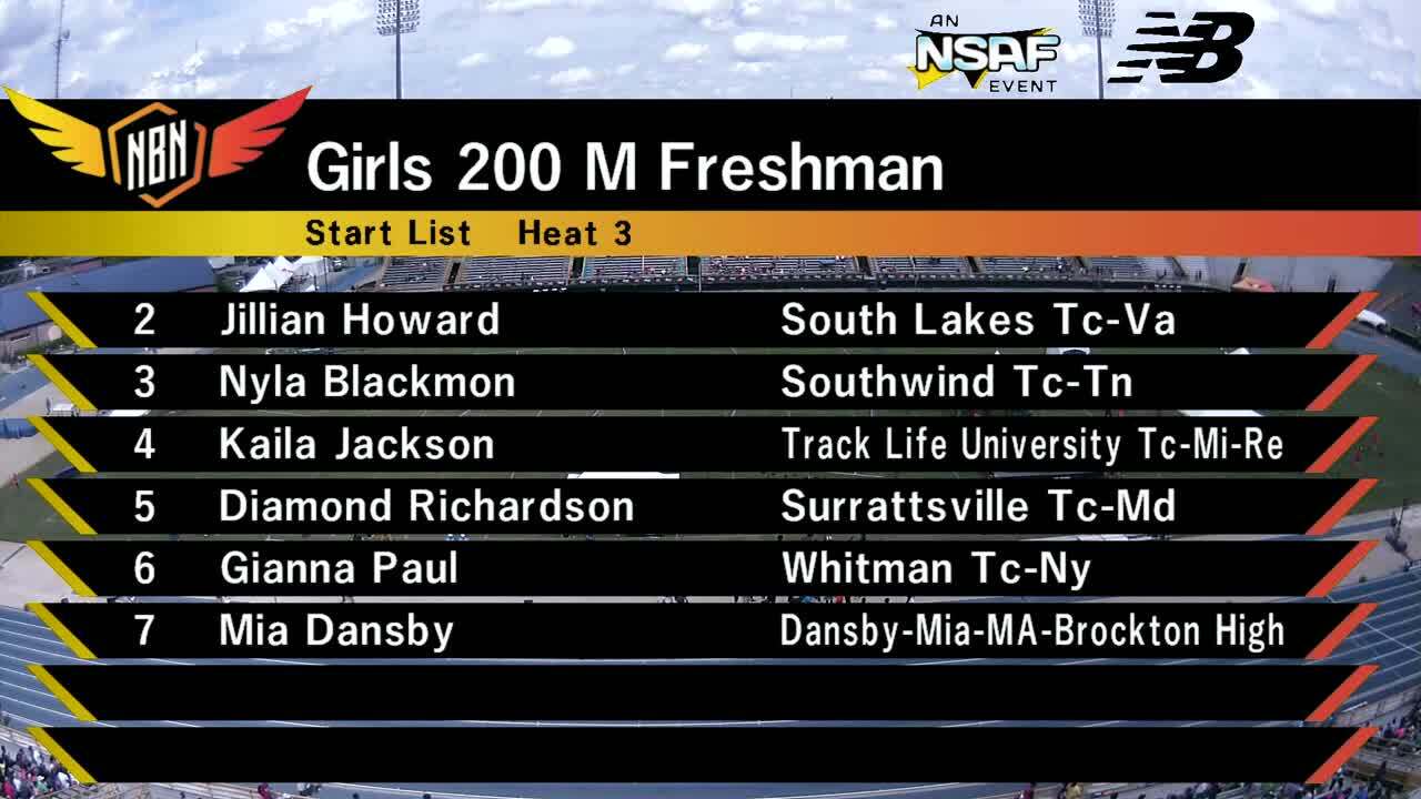 Girls 200m Freshman Prelim Heat 3 New Balance Nationals Outdoor 2019