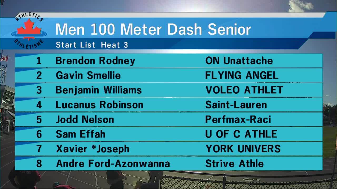 AthleticsCanada.TV Videos Men s 100m SemiFinal Section 3 Canadian Outdoor Track and Field
