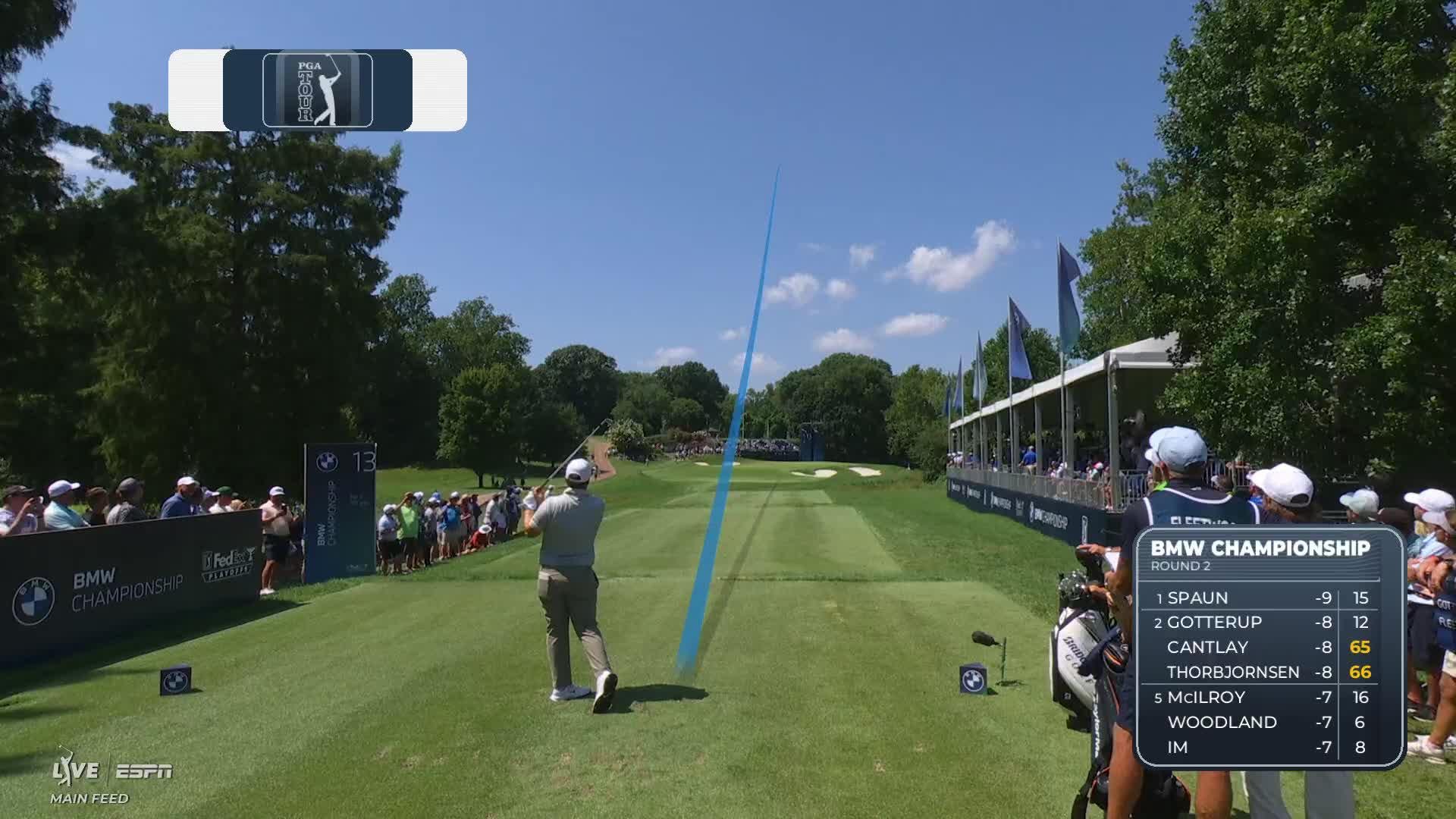 Chris Gotterup hits tee shot to 7 feet, sets up birdie on No. 13 at BMW Championship