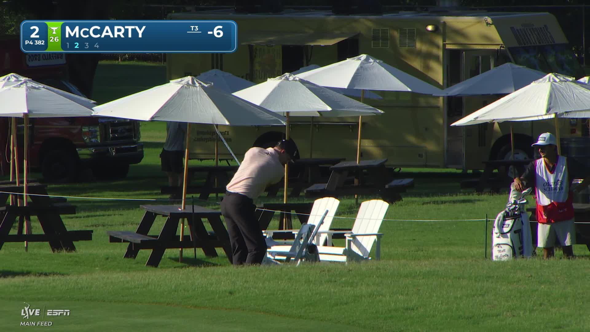 Matt McCarty gets up-and-down from 104 yards for birdie on No. 2 at Charles Schwab