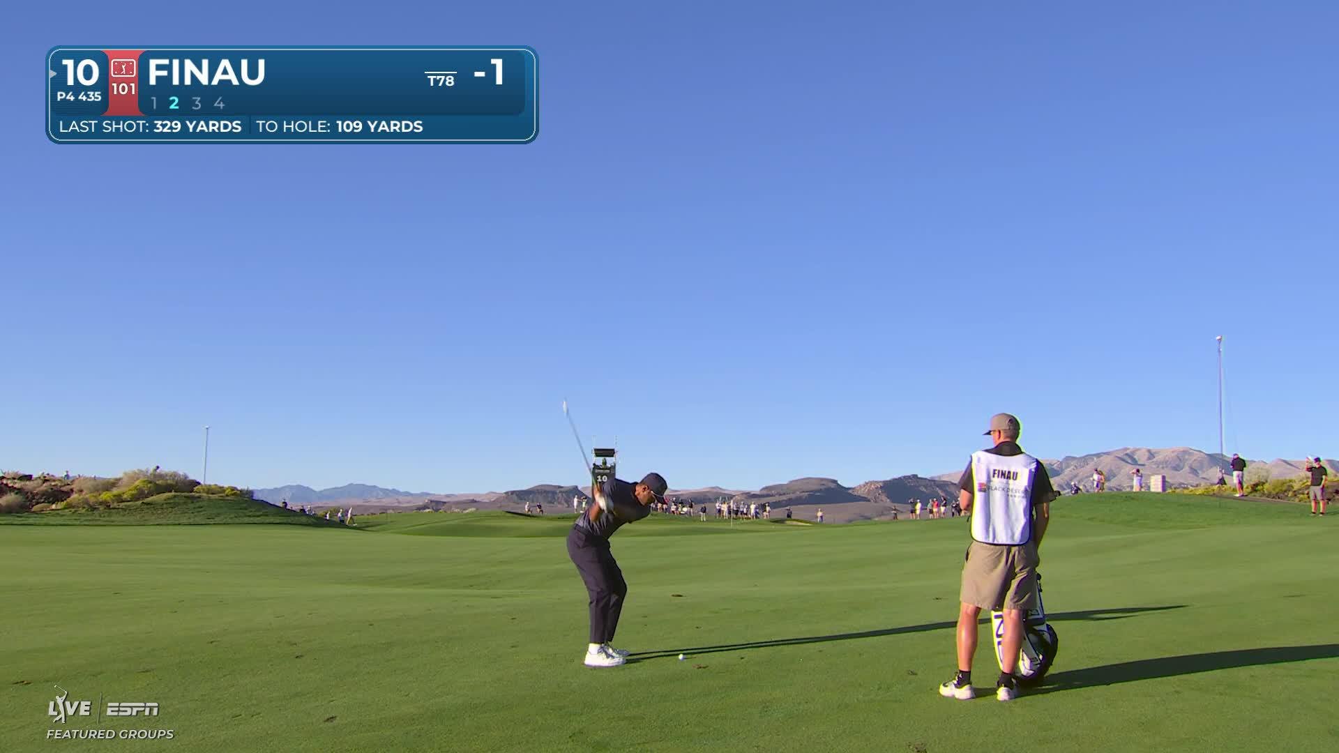 Tony Finau's 108-yard approach sets up birdie on No. 10 at Bank of Utah