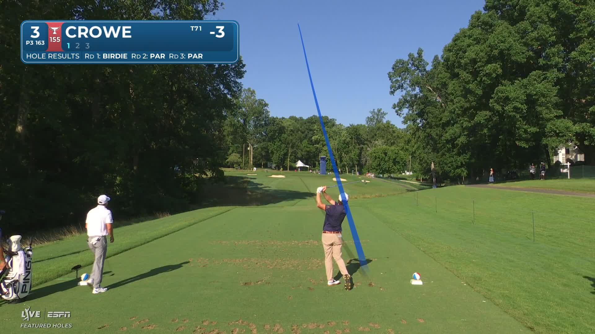Trace Crowe sinks 17-foot putt for birdie on No. 3 at Wyndham