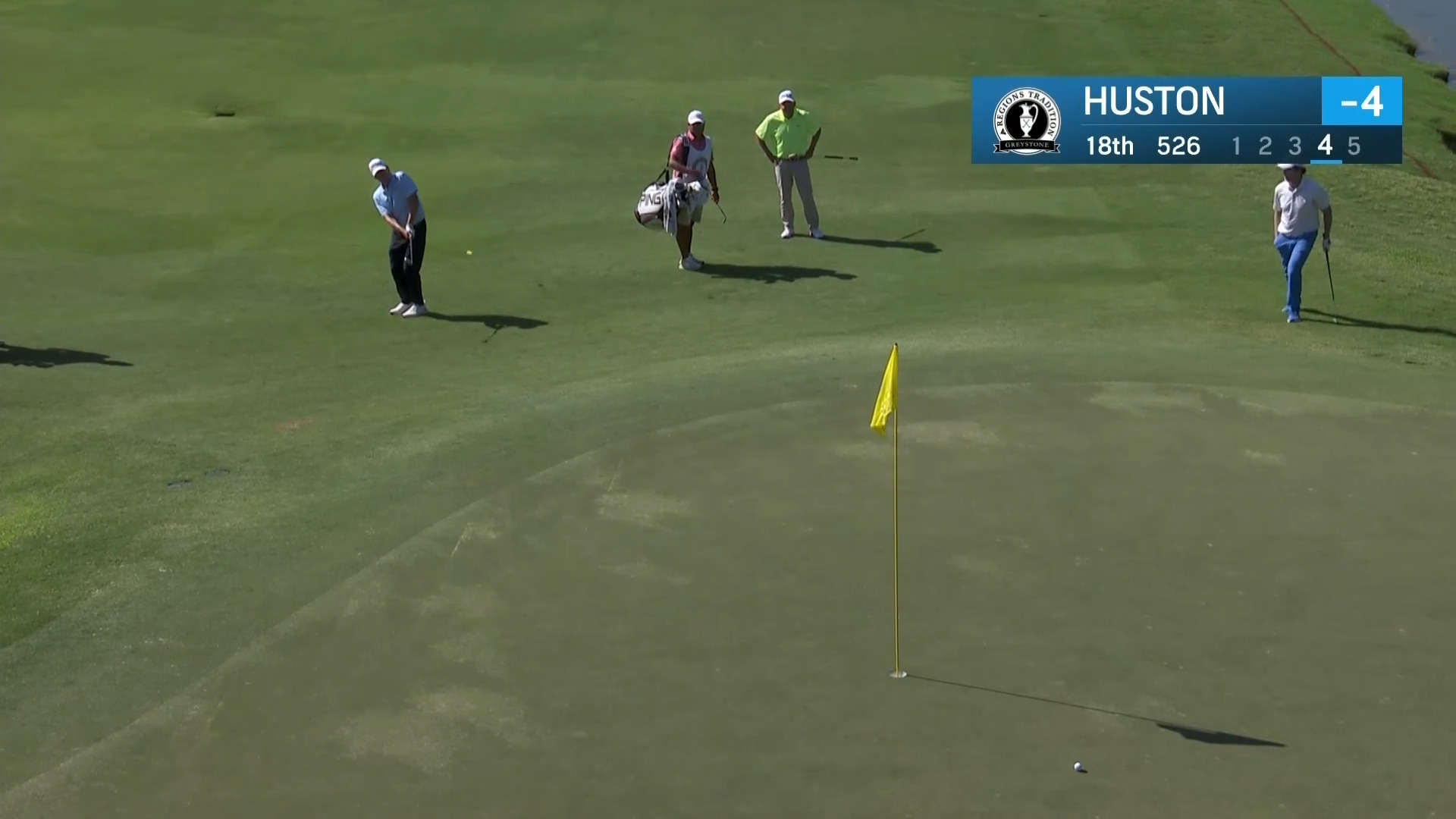 John Huston chips in for birdie at Tradition