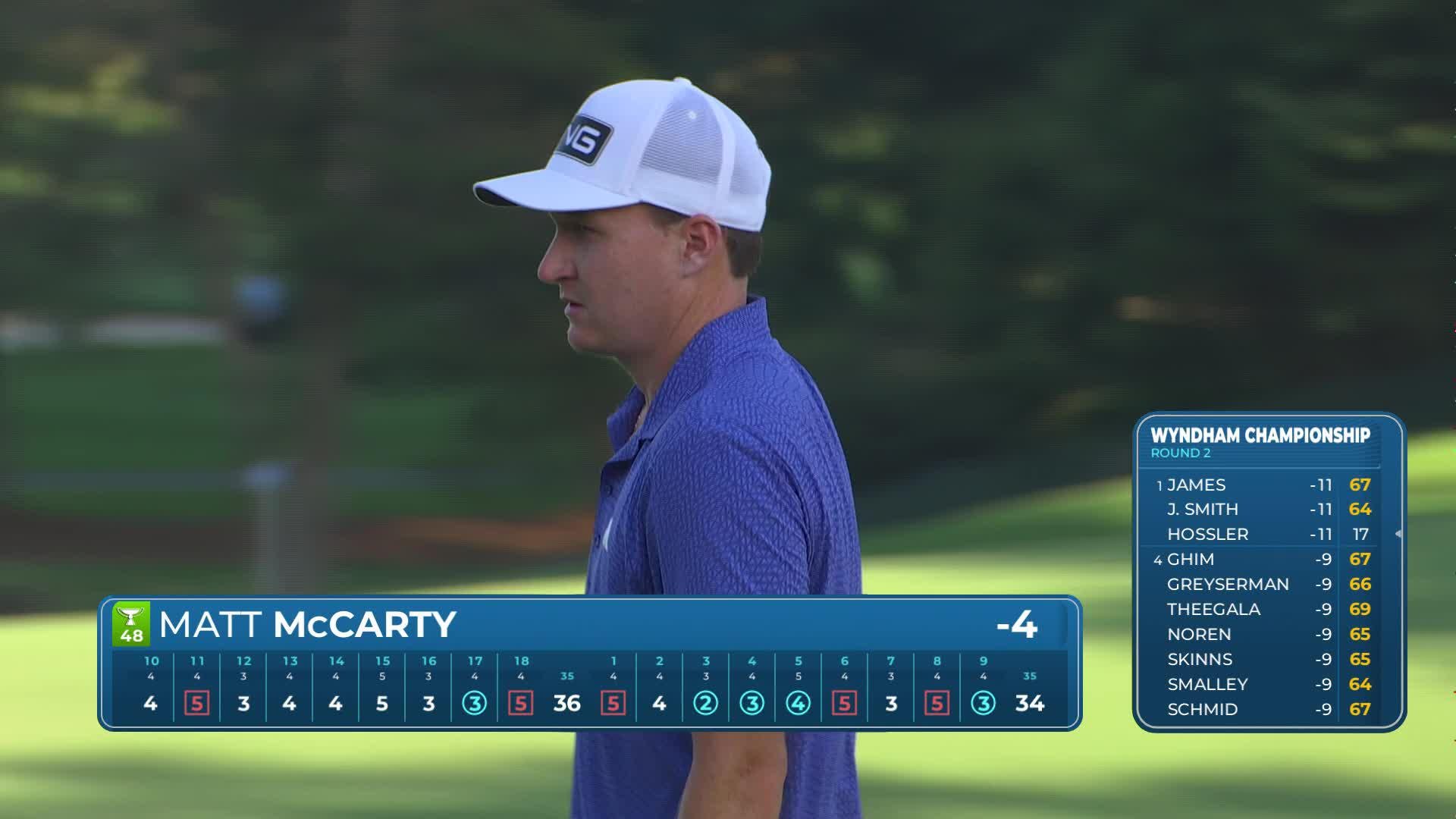 Matt McCarty sinks 23-foot birdie putt on No. 9 at Wyndham