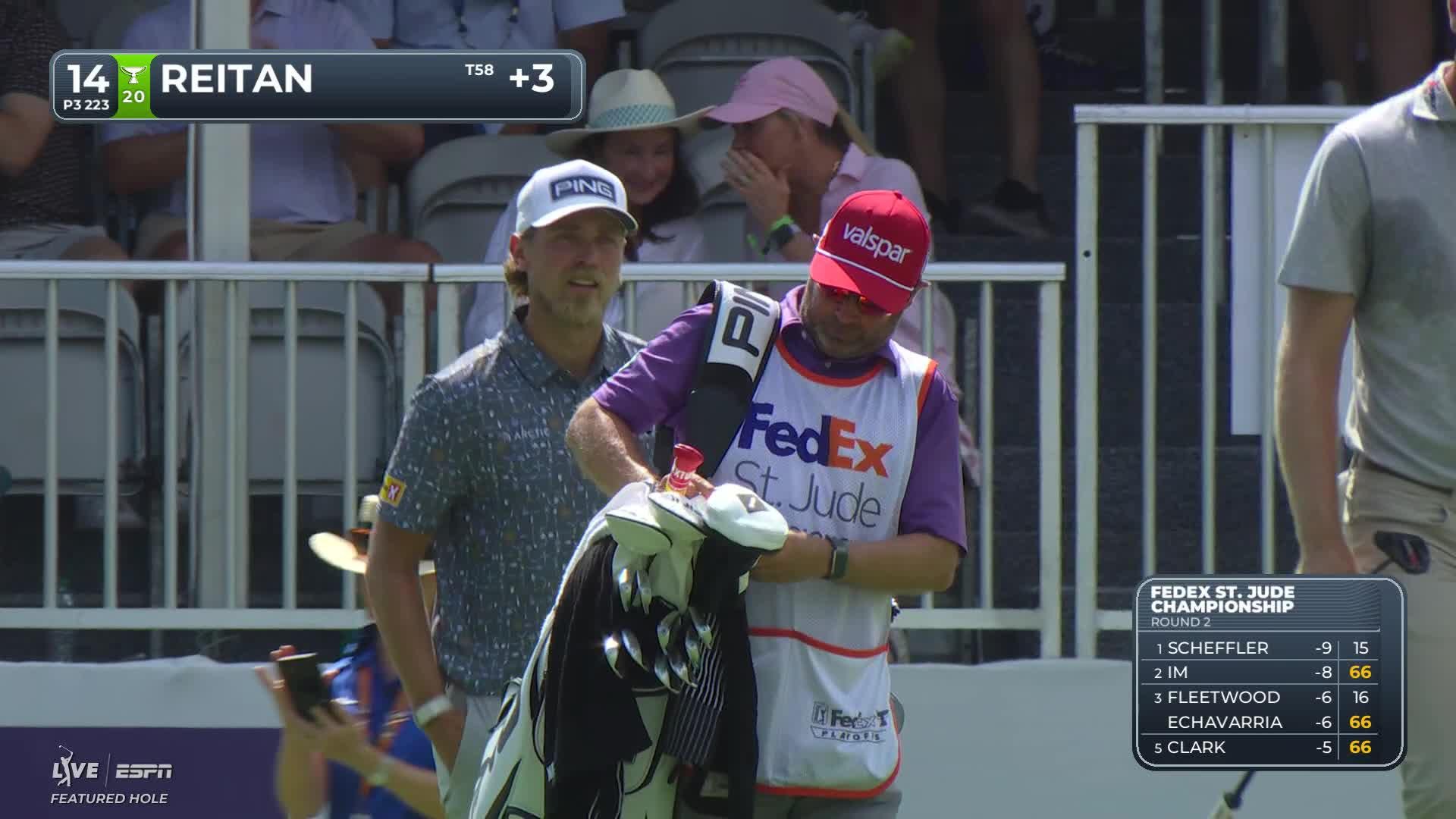 Kristoffer Reitan hits tee shot to 10 feet, sets up birdie on No. 14 at FedEx St. Jude