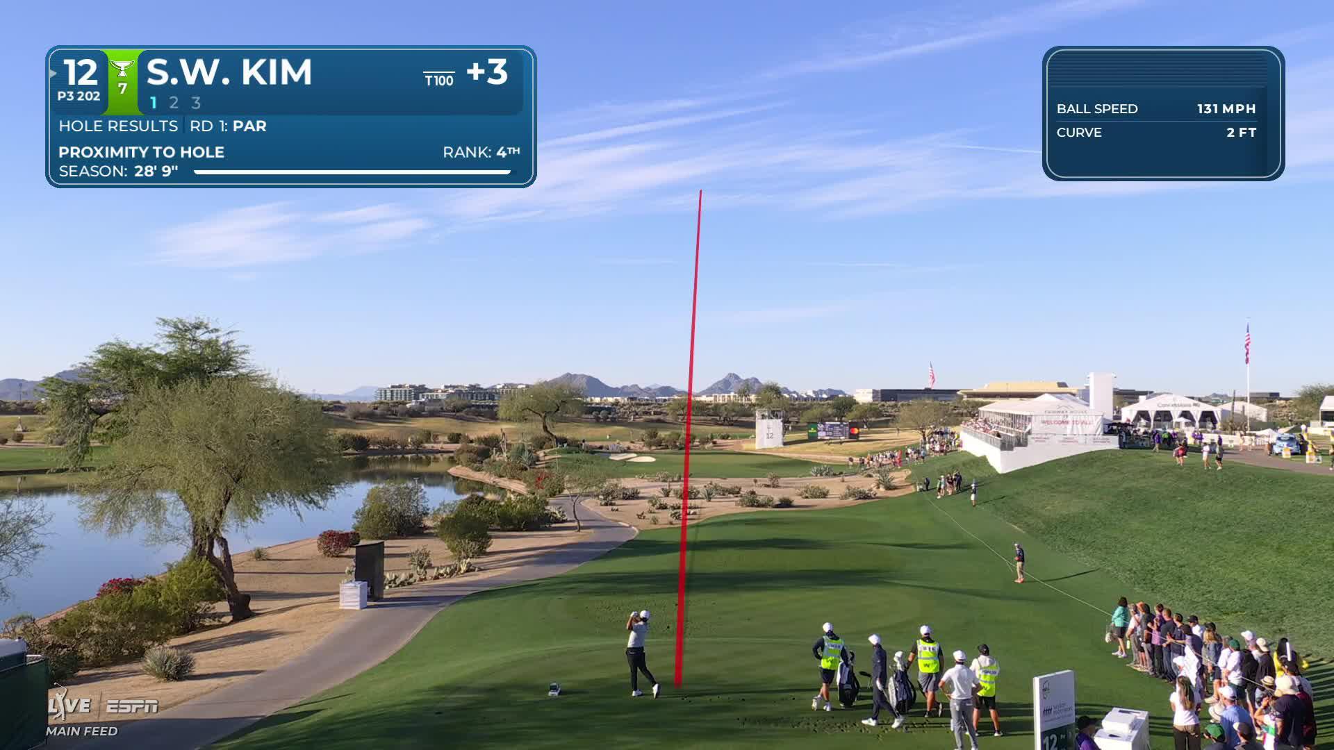 Si Woo Kim hits tee shot to 3 feet, sets up birdie on No. 12