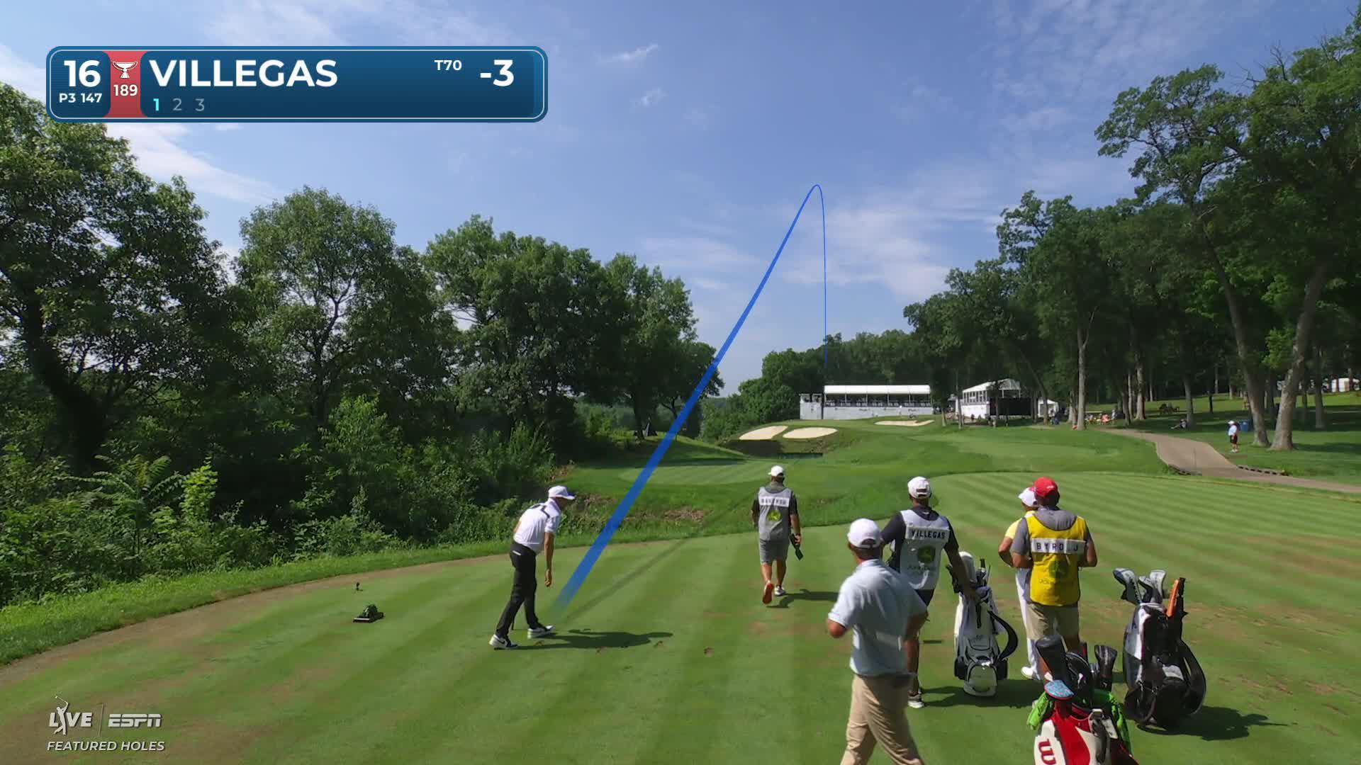 Camilo Villegas sinks 21-foot birdie putt on No. 16 at John Deere