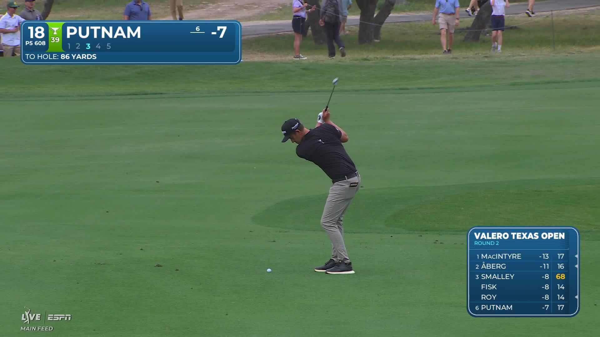 Andrew Putnam's 85-yard approach sets up birdie on No. 18 at Valero