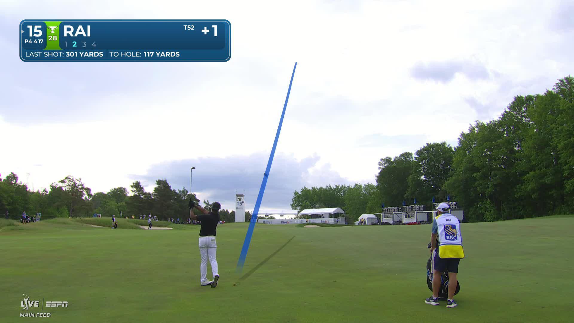 Aaron Rai's 114-yard approach sets up birdie on No. 15 at RBC Canadian