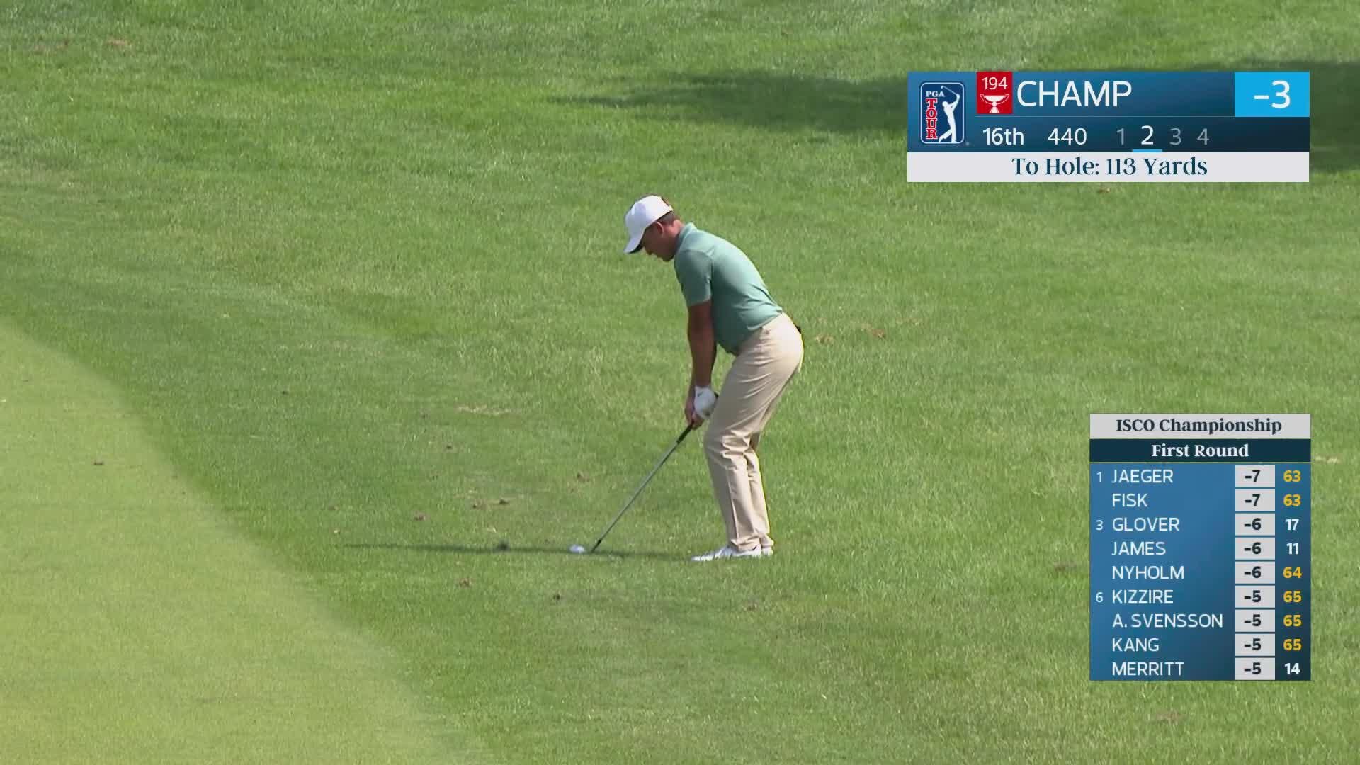Cameron Champ's 108-yard approach sets up birdie on No. 16 at ISCO Championship