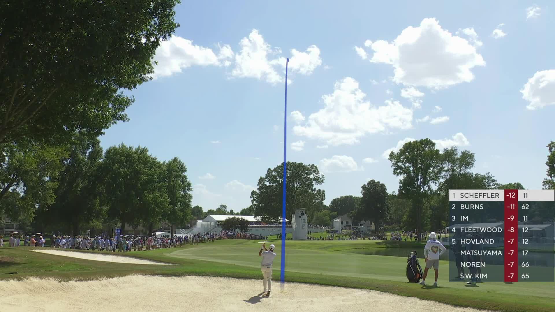 Scottie Scheffler's 118-yard approach sets up birdie on No. 12 at FedEx St. Jude