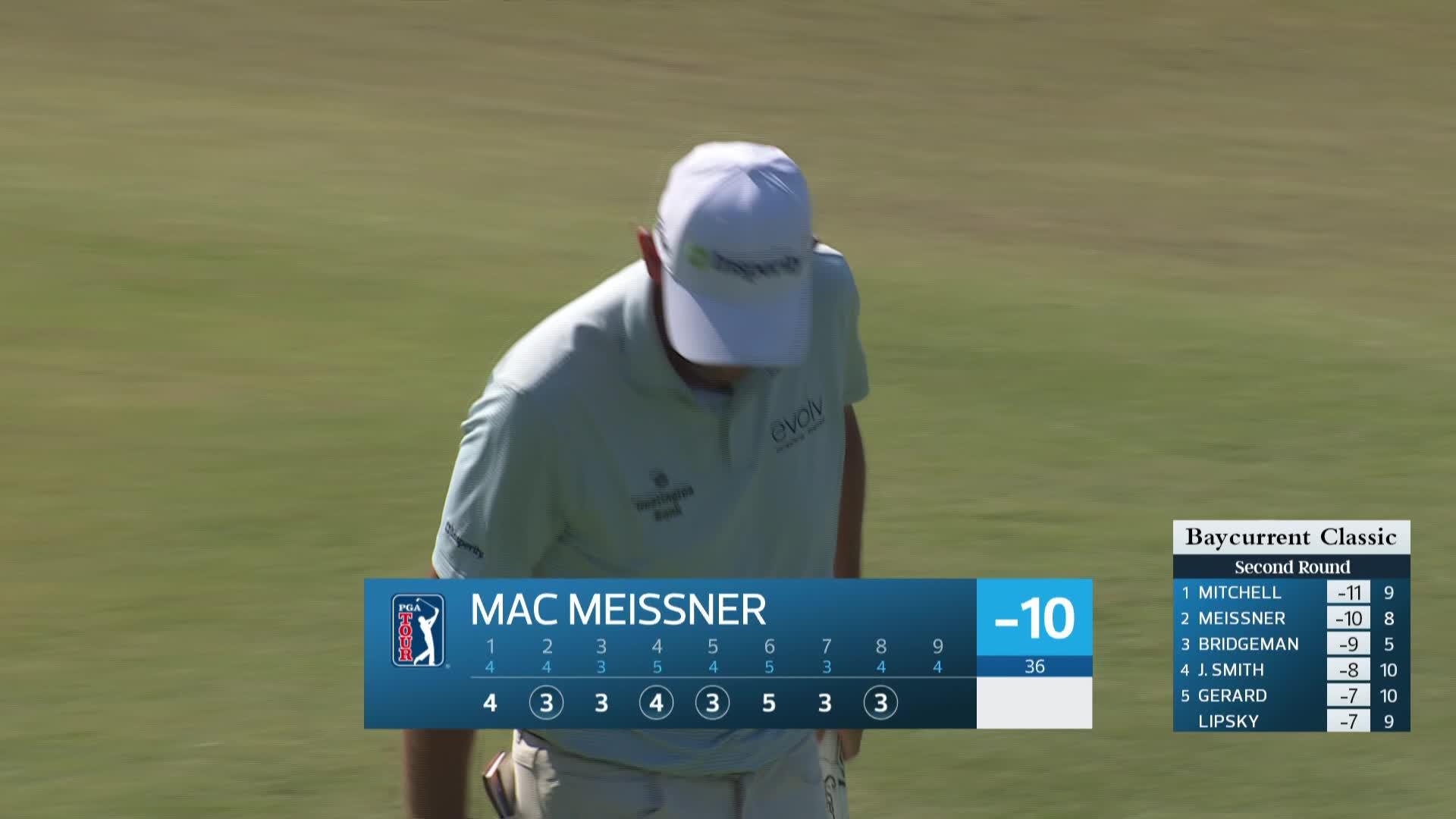 Mac Meissner makes birdie putt on No. 8 at Baycurrent
