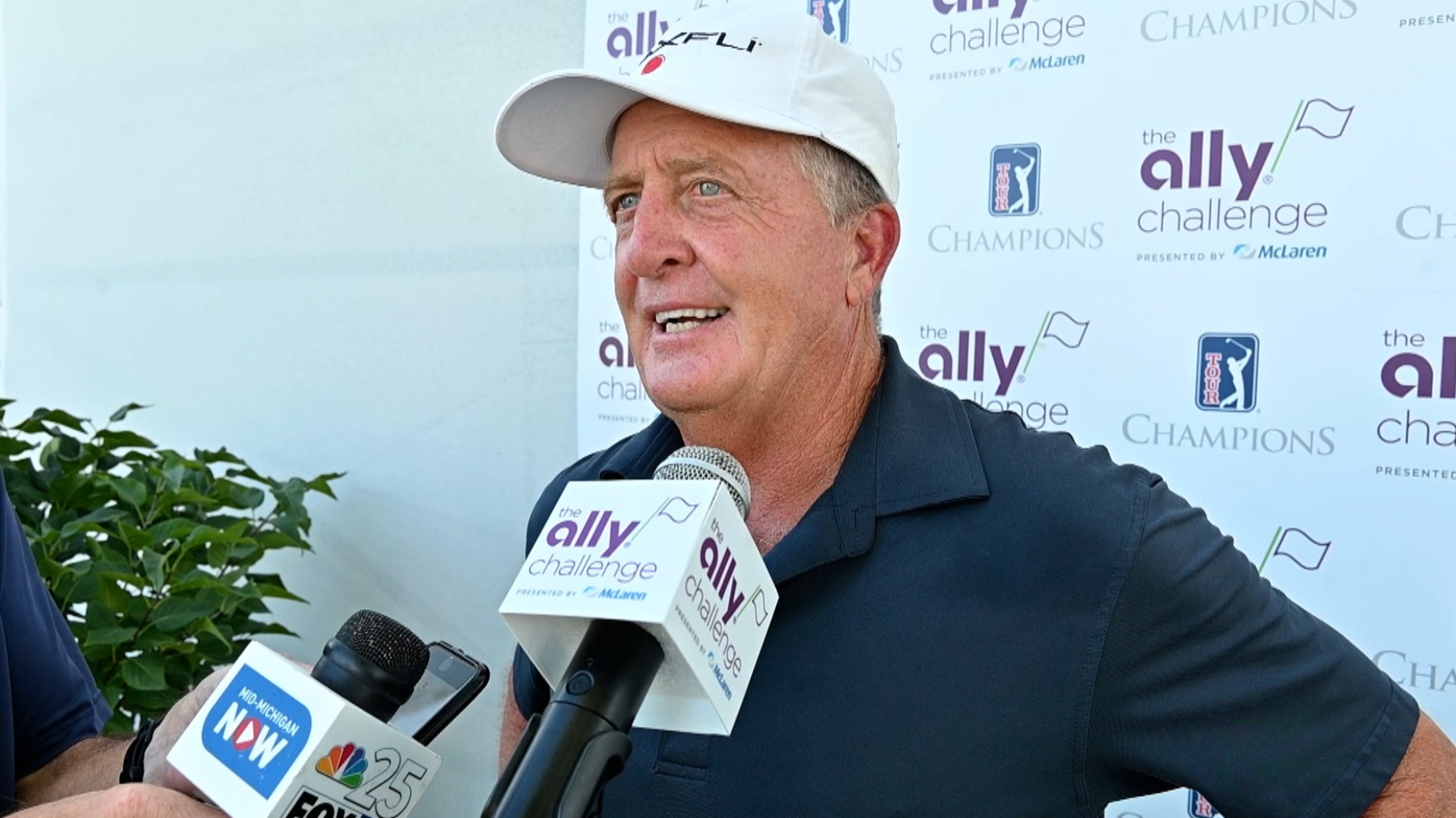 Fred Funk with media after “magical” round