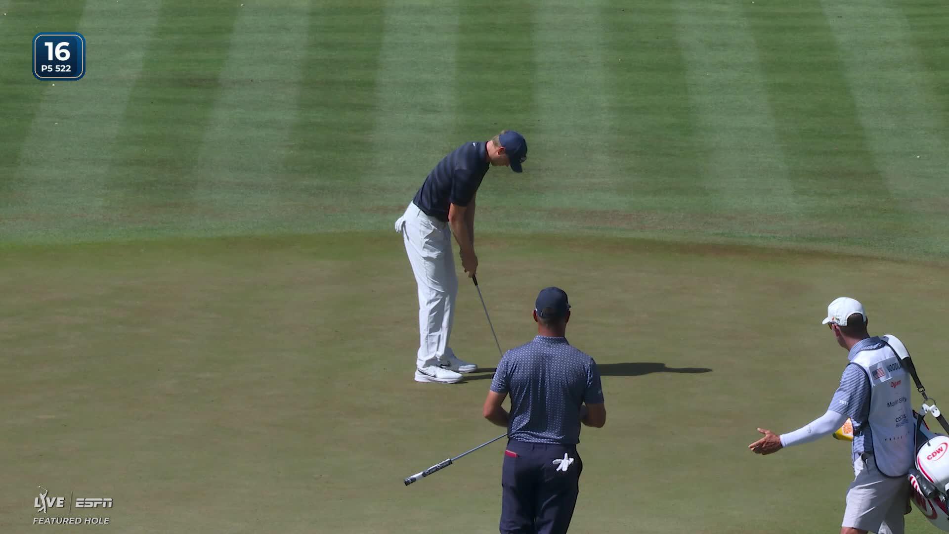 Cam Davis sinks 2-foot birdie putt on No. 16 at THE PLAYERS