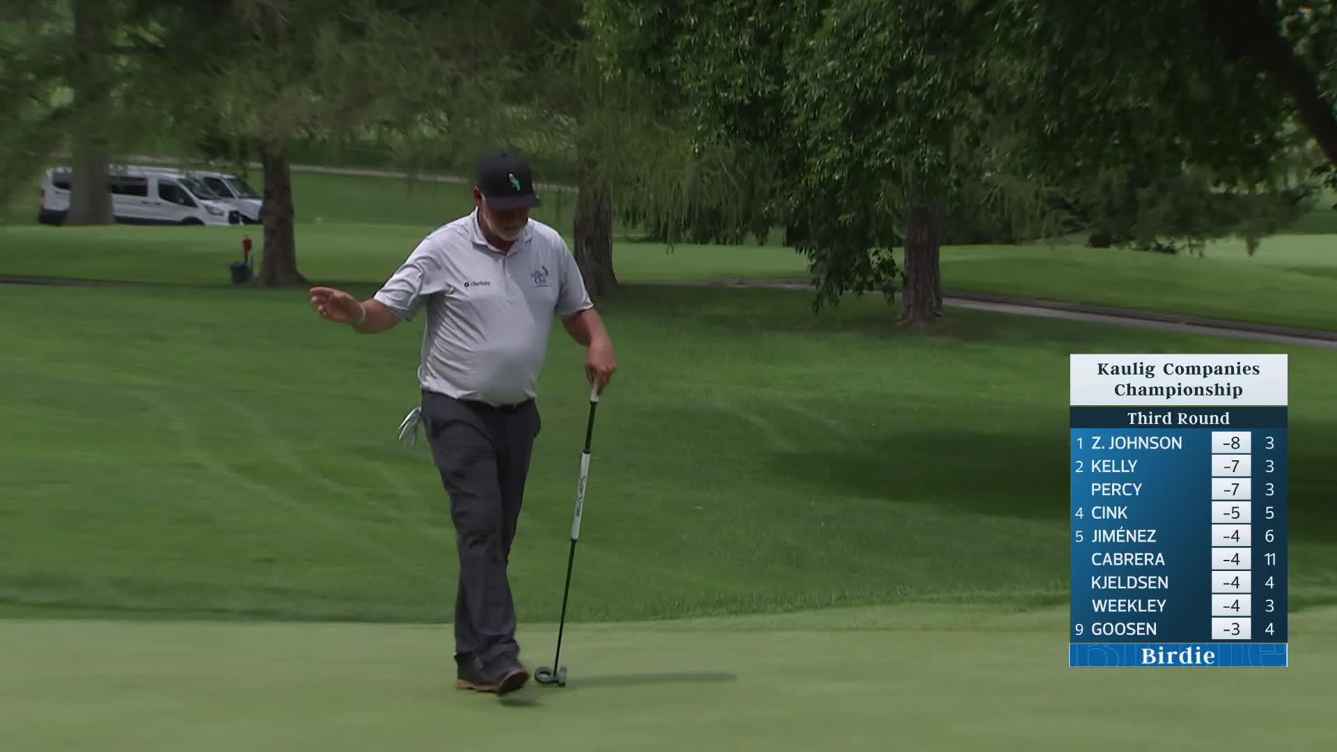 Darren Clarke makes birdie on No. 5 at Kaulig Companies Championship