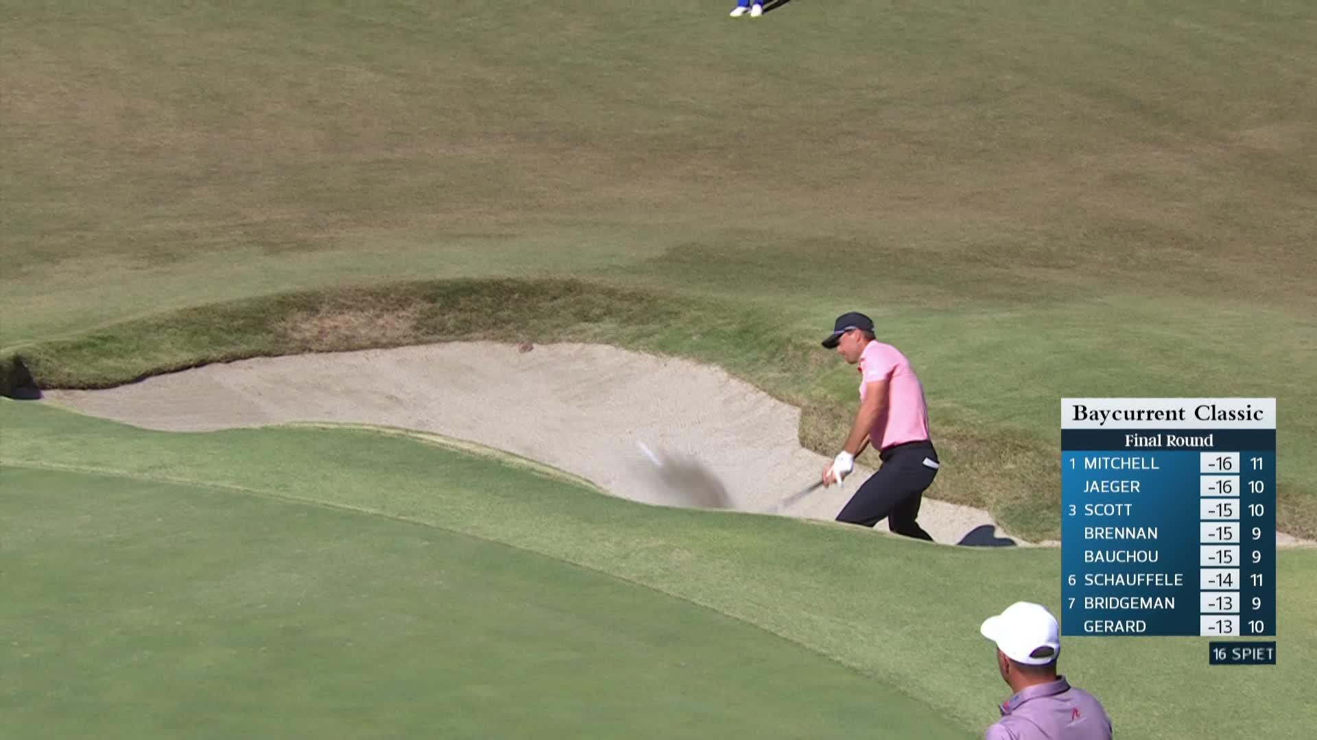 Jordan Spieth sinks 10-foot birdie putt on No. 13 at Baycurrent