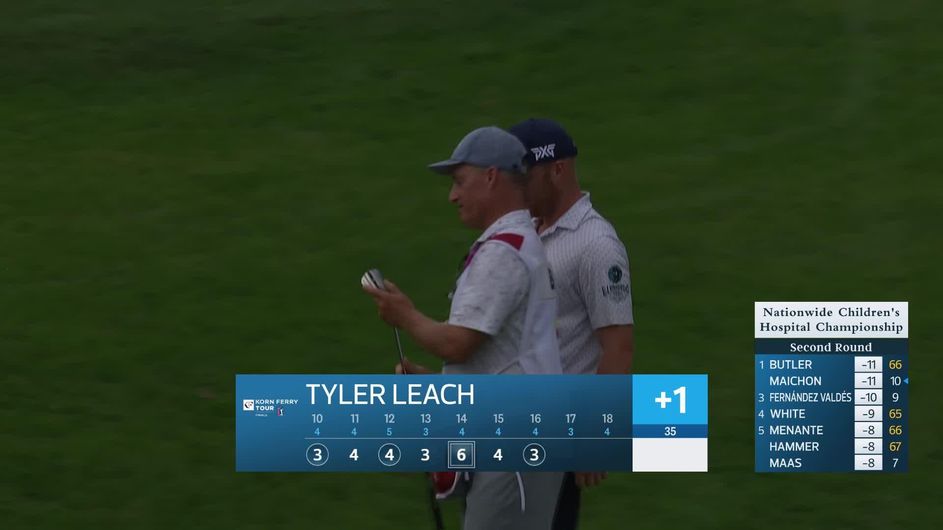 Tyler Leach makes birdie on No. 16 at Nationwide Children's