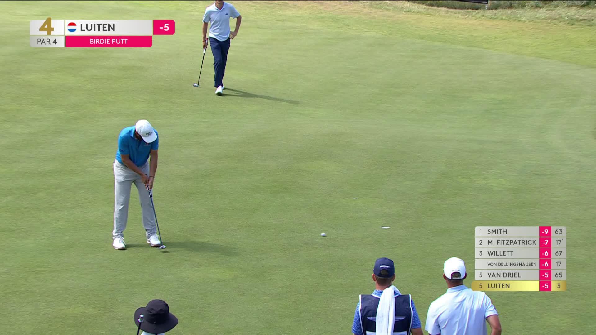 Joost Luiten sinks 9-foot putt for birdie on No. 4 at Genesis Scottish Open