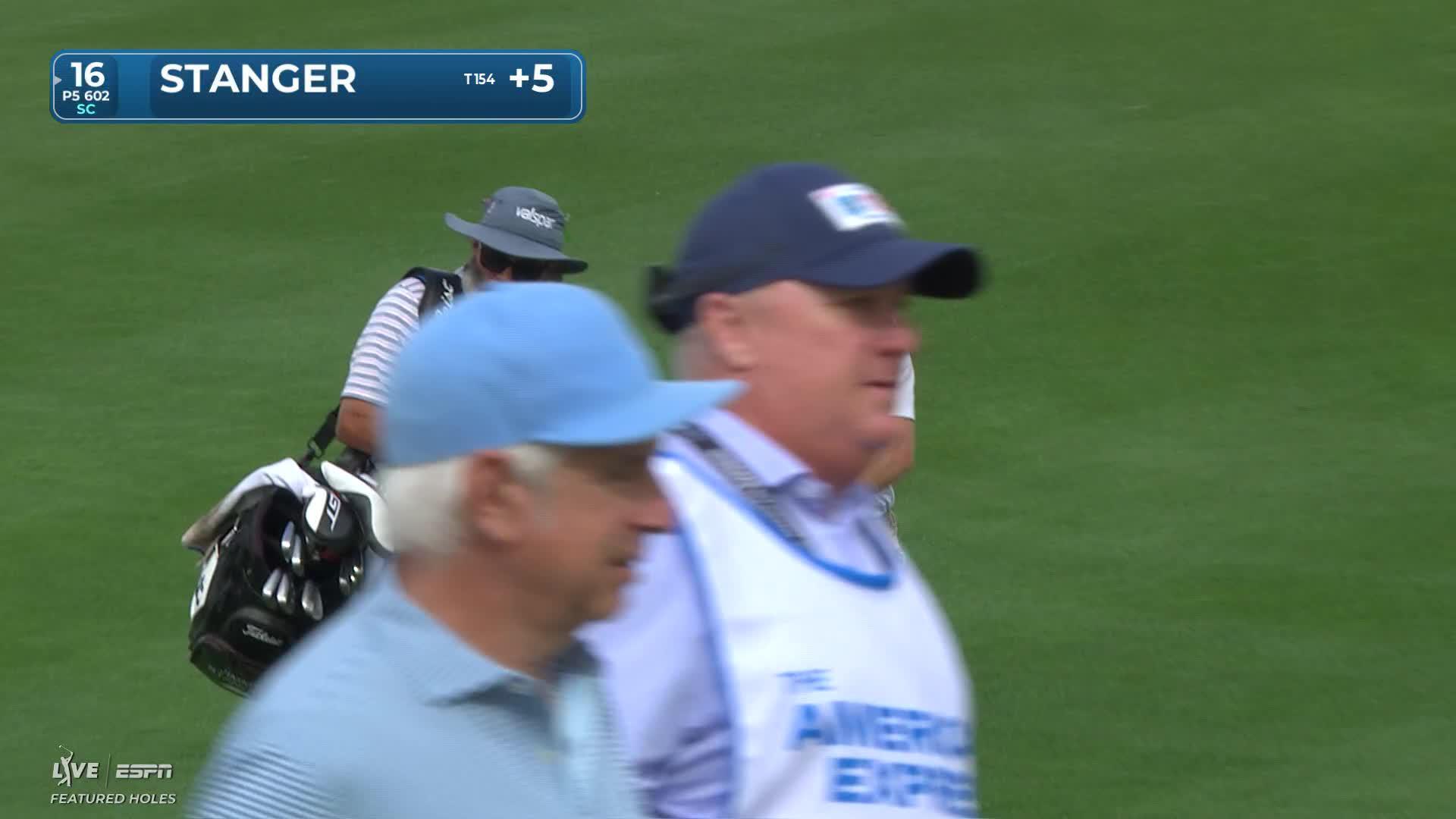 Jimmy Stanger sinks 4-foot birdie putt on No. 16 at The American Express
