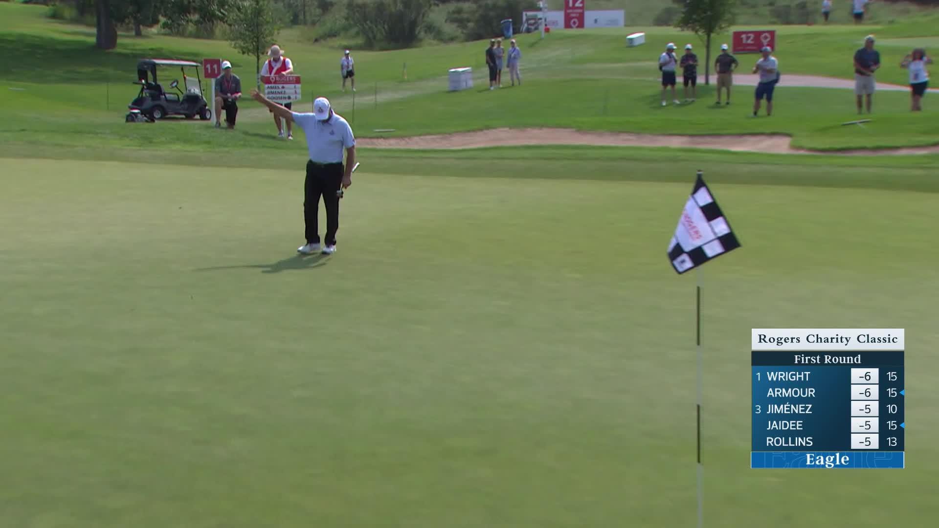Retief Goosen makes eagle putt on No. 11 at Rogers Charity Classic