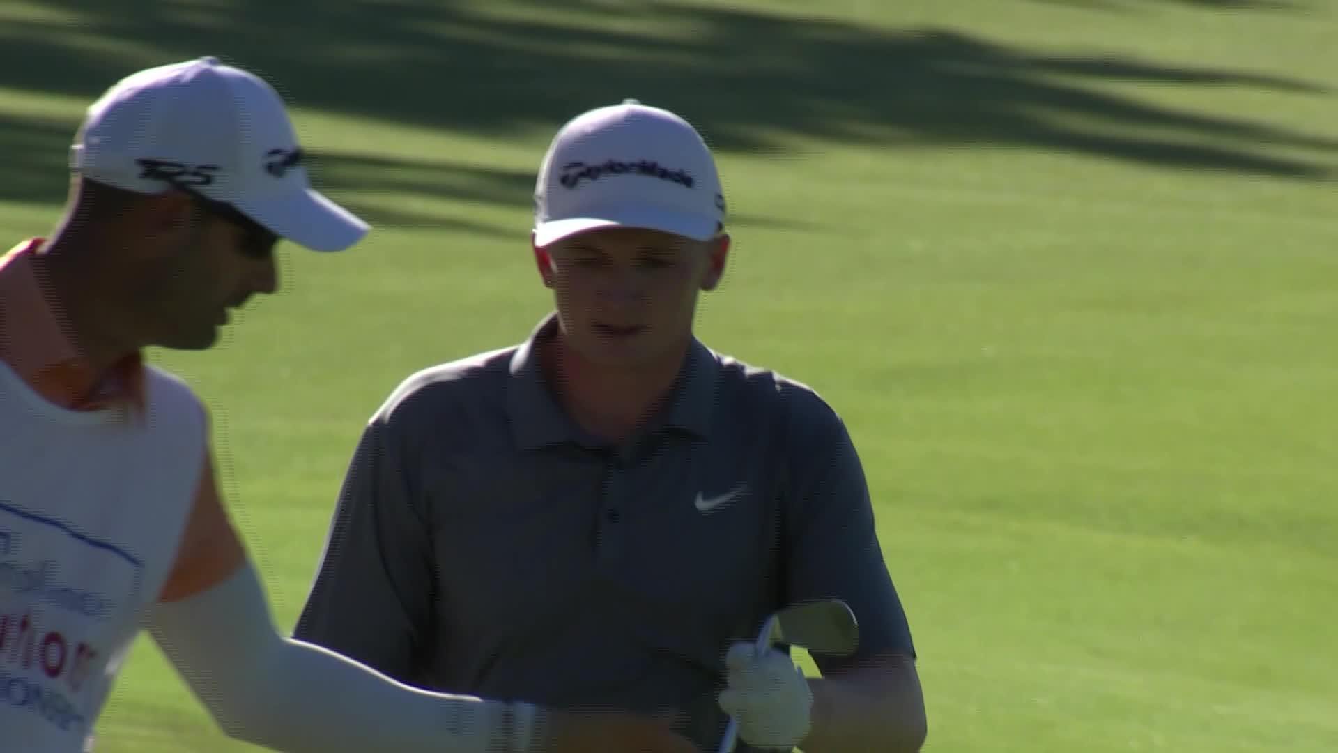 Sandy Scott makes birdie on the fourth playoff hole at Compliance Solutions