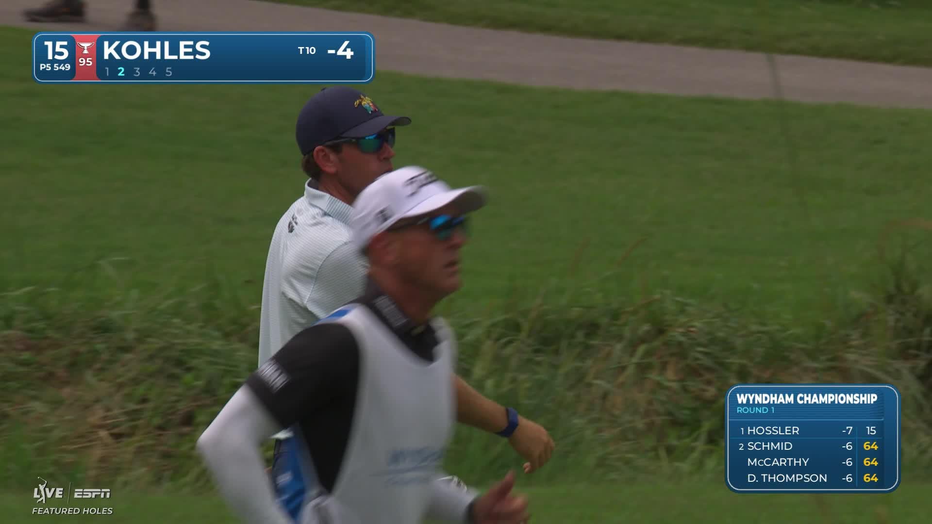 Ben Kohles drains 2-foot birdie putt on No. 15 at Wyndham