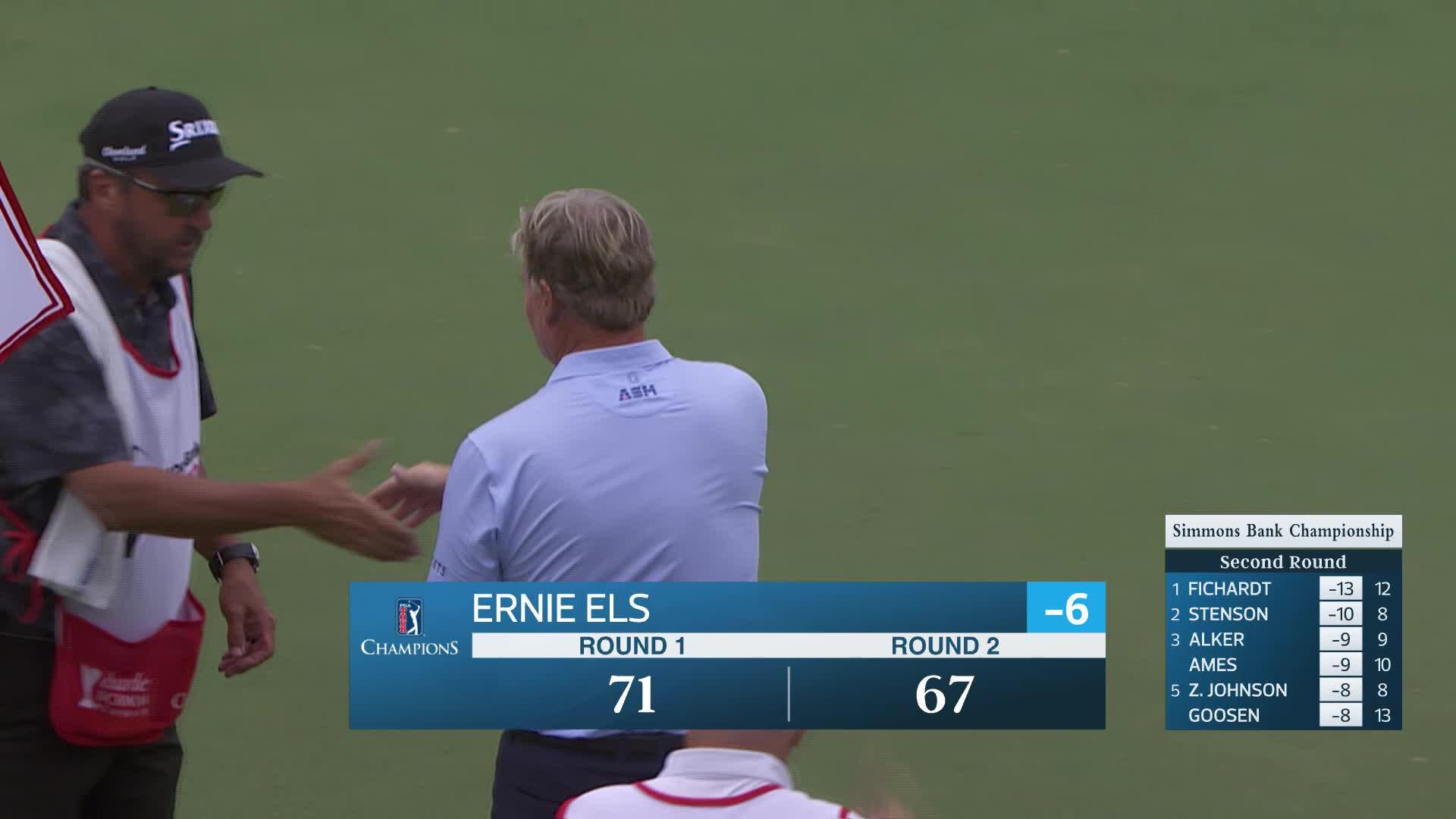 Ernie Els makes eagle putt on No. 18 at Simmons Bank Championship