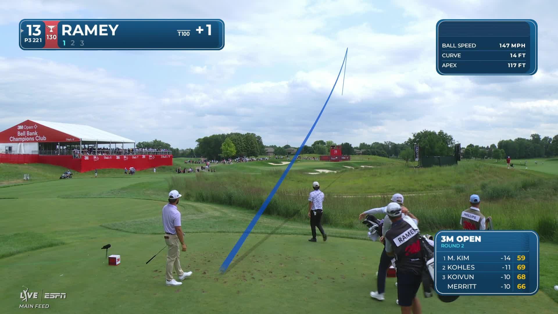Chad Ramey hits tee shot to 14 feet, sets up birdie on No. 13 at 3M Open