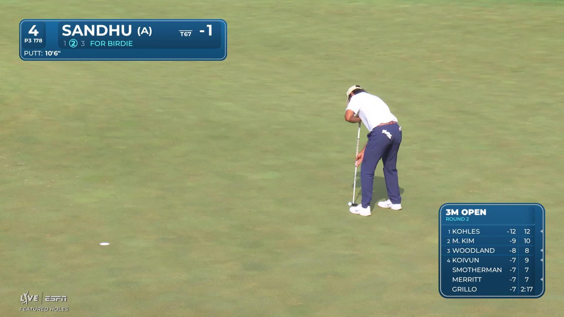 Sihan Sandhu drains 11-foot birdie putt on No. 4 at 3M Open