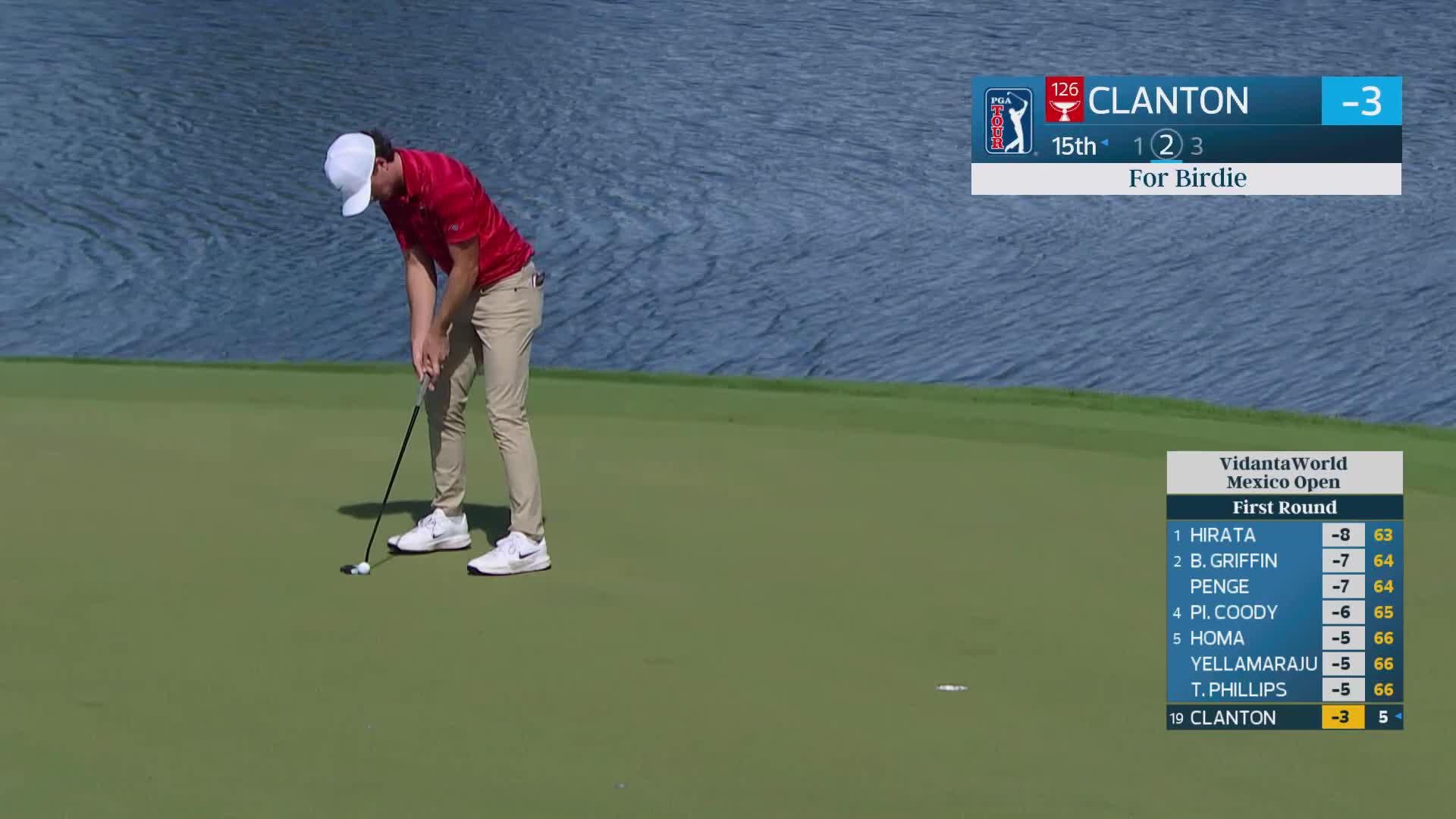 Luke Clanton hits tee shot to 20 feet, sets up birdie on No. 15 at Mexico Open