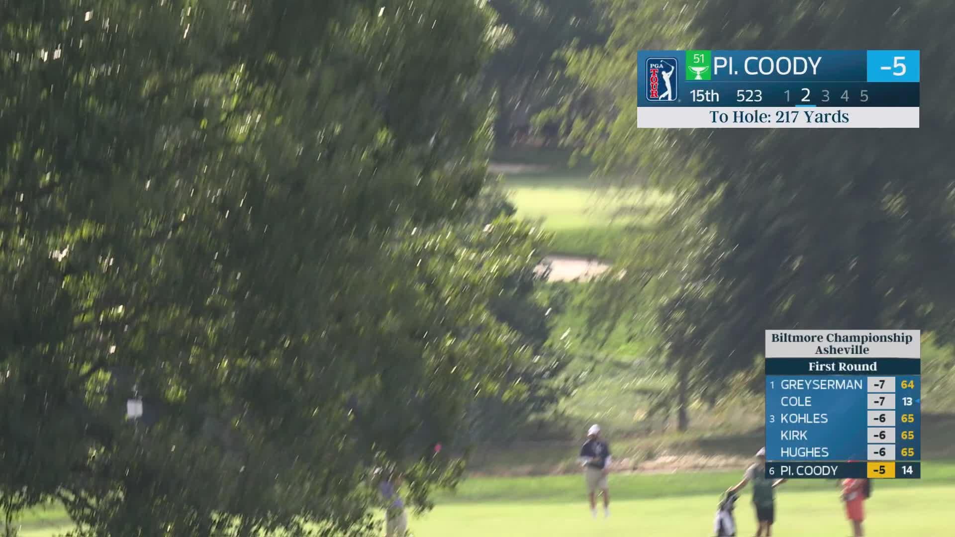 Pierceson Coody drains 3-foot putt for birdie on No. 15 at Biltmore Championship