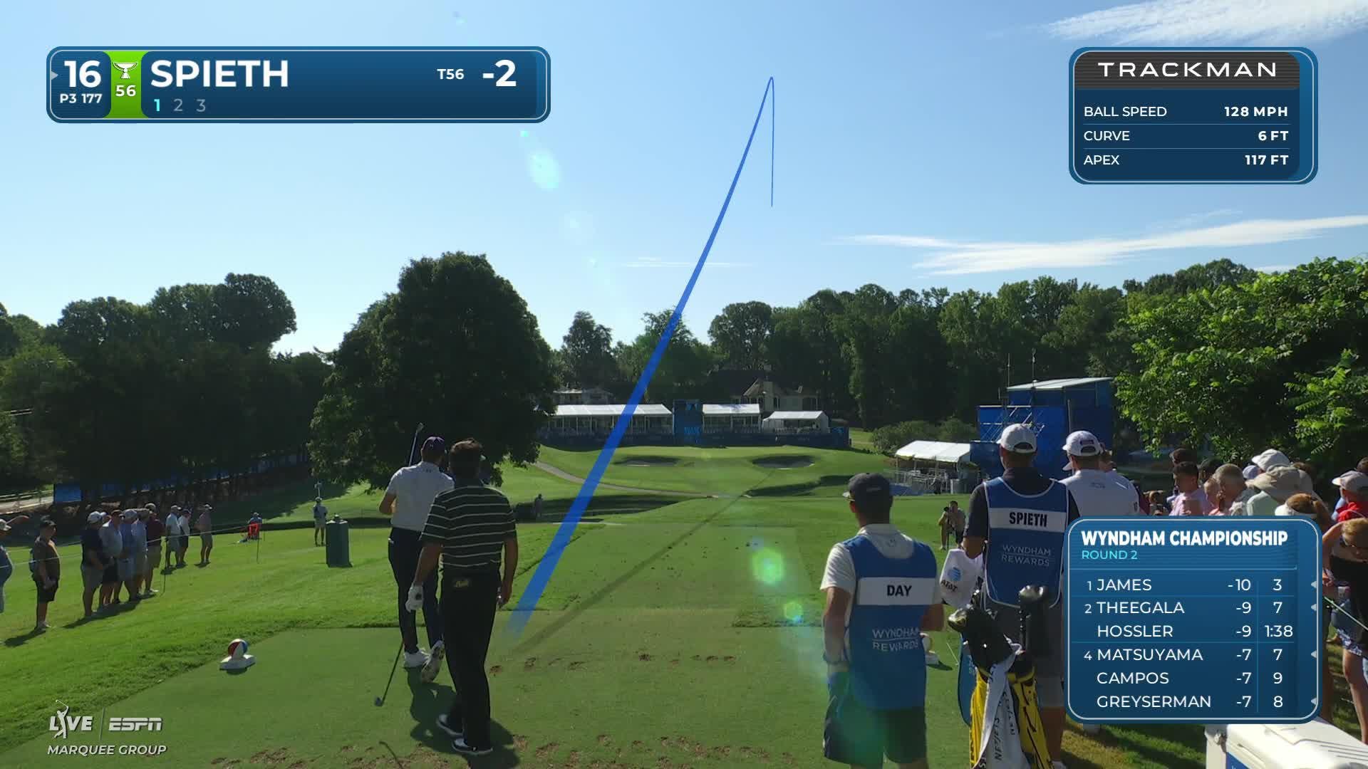 Jordan Spieth sinks 21-foot birdie putt on No. 16 at Wyndham
