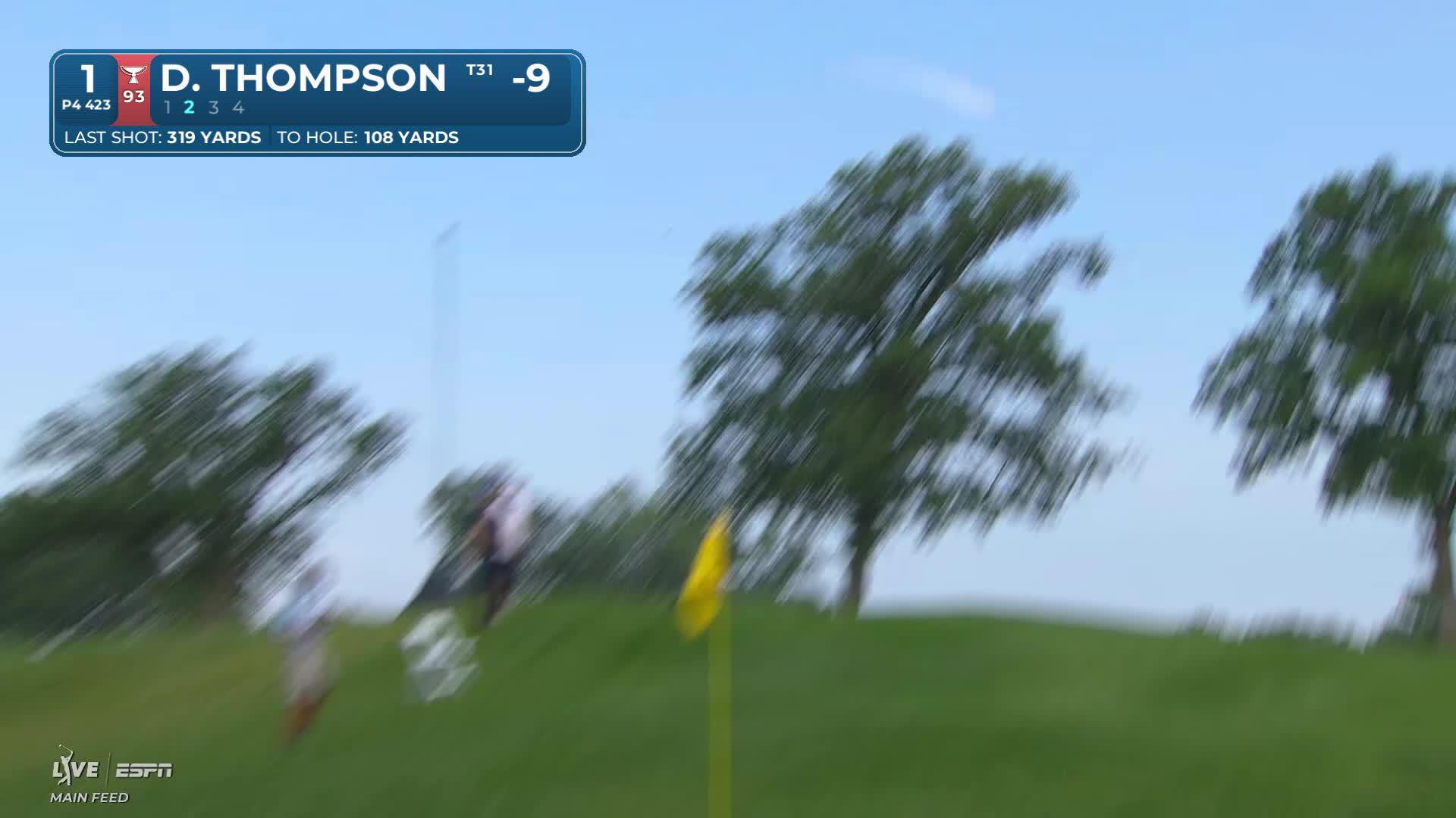Davis Thompson's 110-yard approach sets up birdie on No. 1 at John Deere
