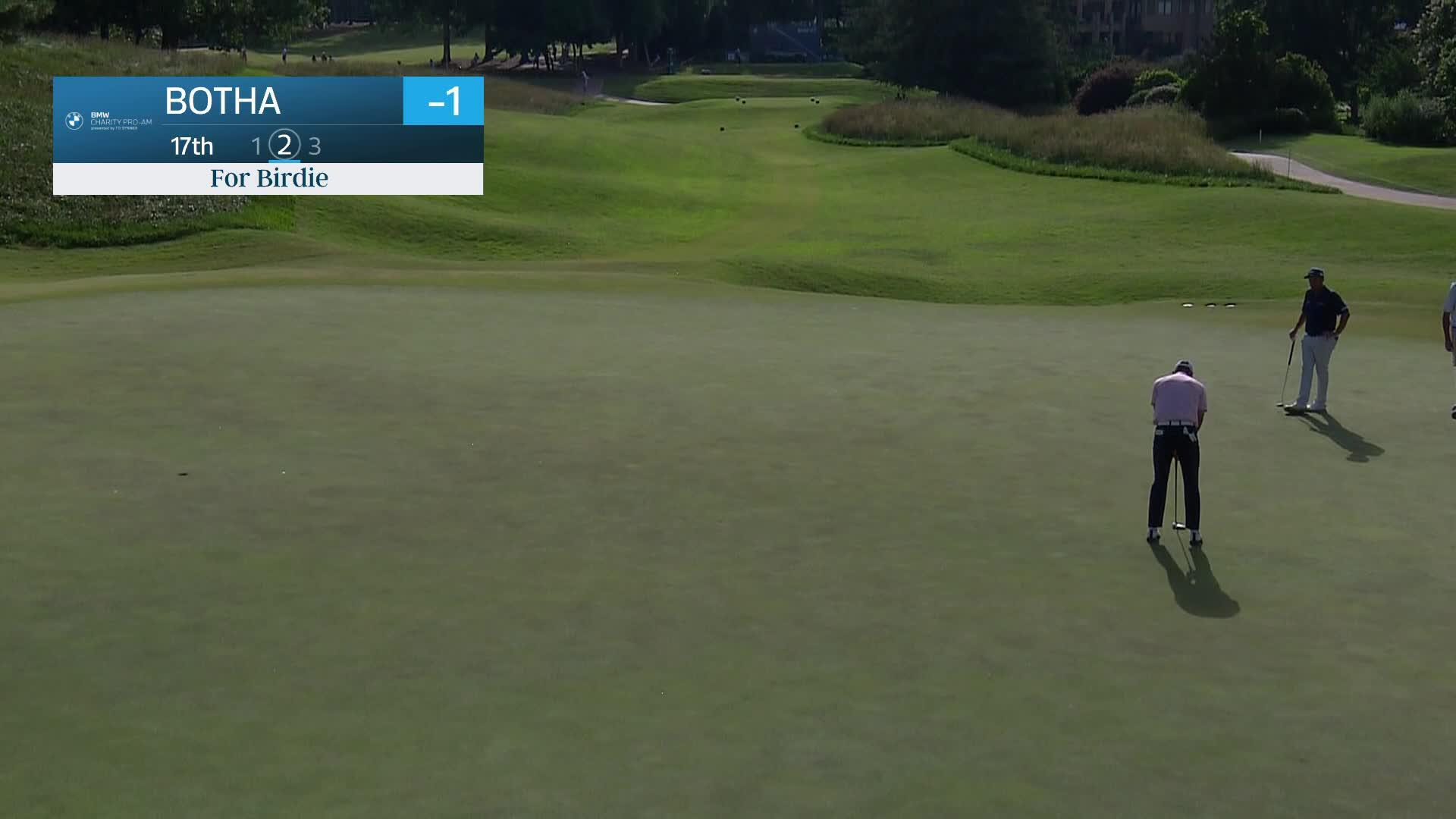 Barend Botha makes birdie on No. 17 at BMW Charity Pro-Am