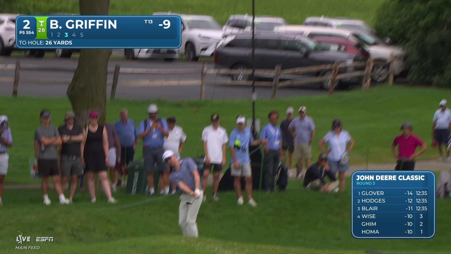 Ben Griffin drains 7-foot putt for birdie on No. 2 at John Deere