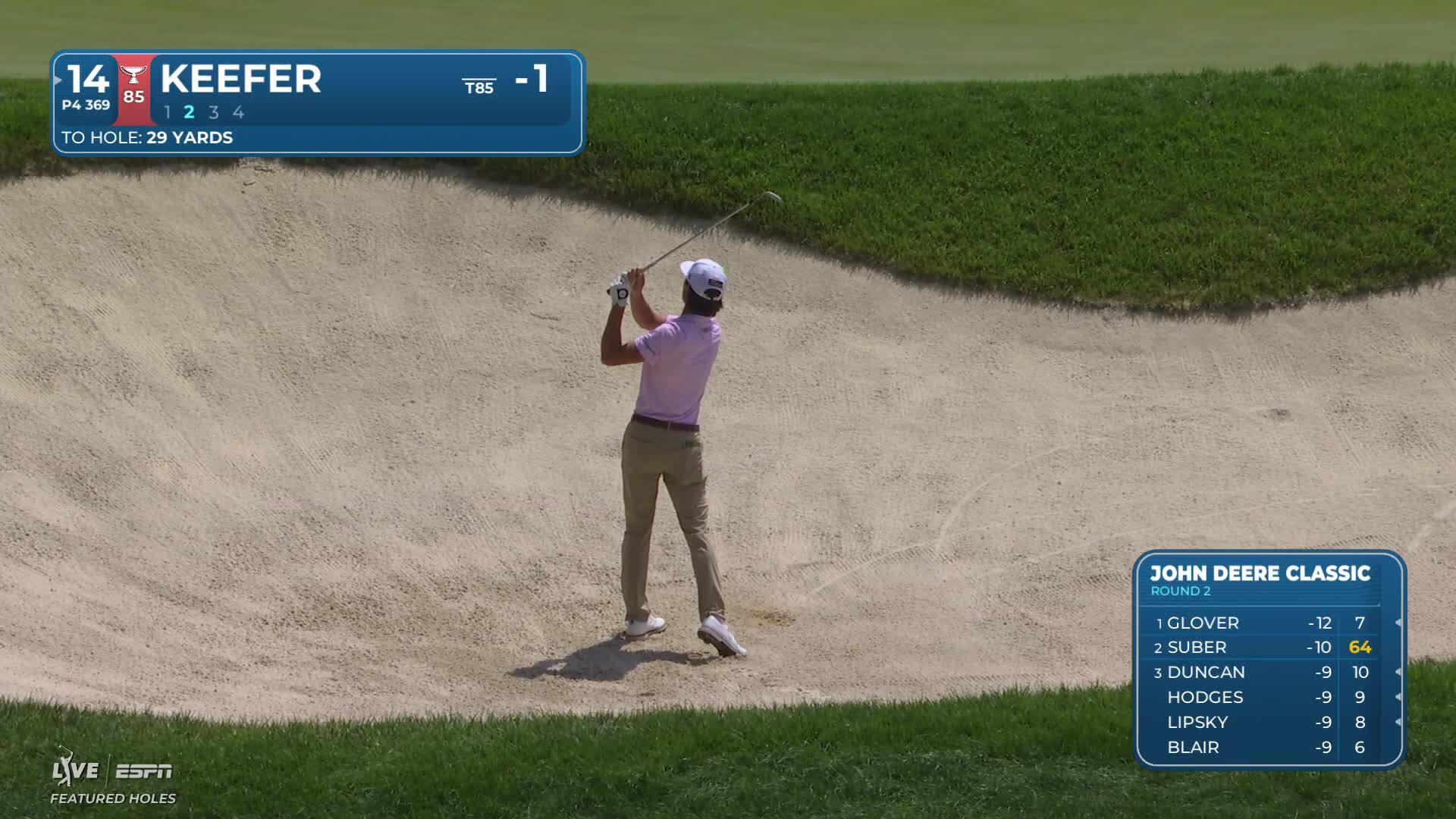 John Keefer sinks 16-foot putt for birdie on No. 14 at John Deere