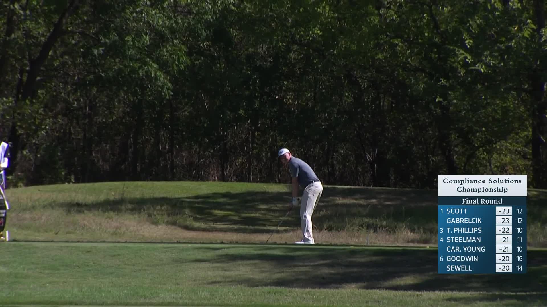 Sandy Scott makes birdie on No. 13 at Compliance Solutions