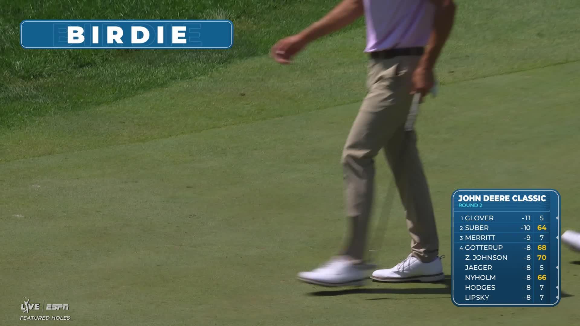 John Keefer drains 20-foot birdie putt on No. 12 at John Deere