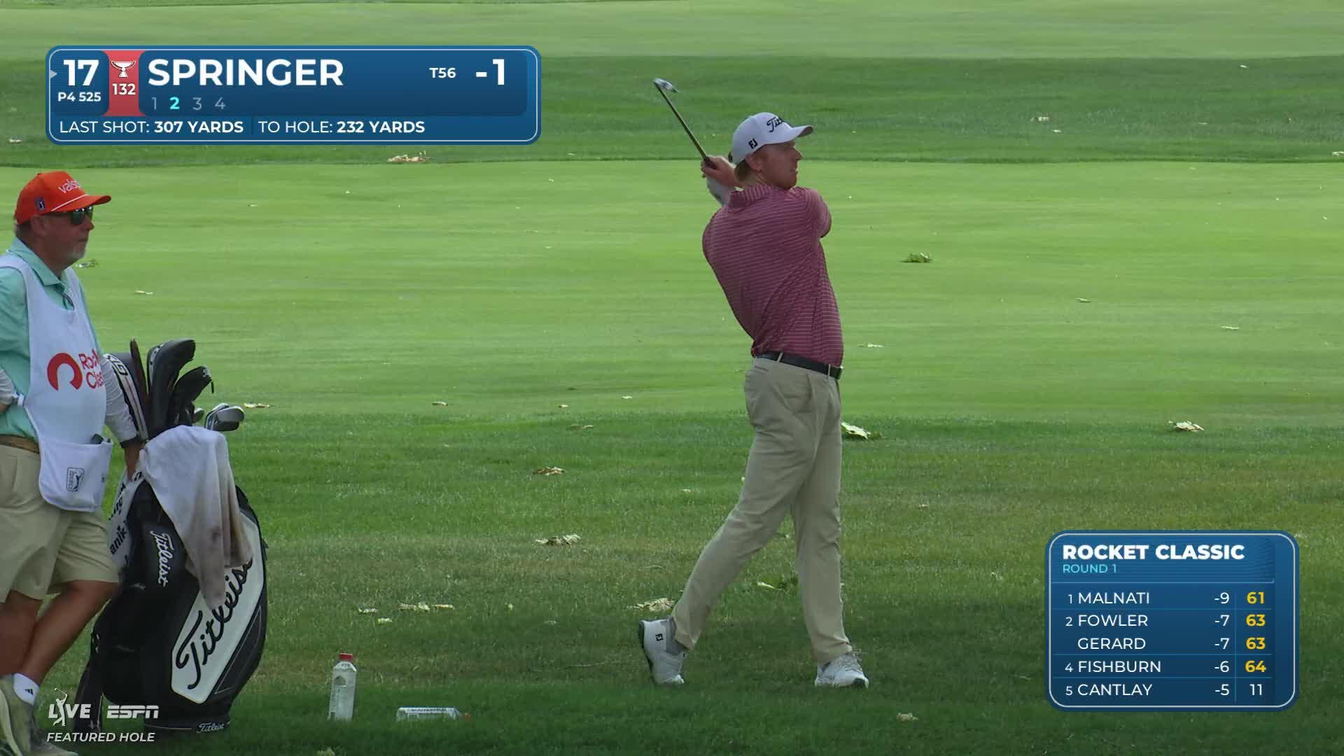 Hayden Springer gets up-and-down from 227 yards for birdie on No. 17 at Rocket Classic