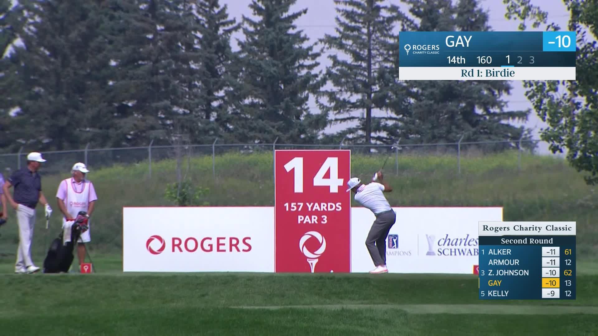 Brian Gay makes birdie on No. 14 at Rogers Charity Classic