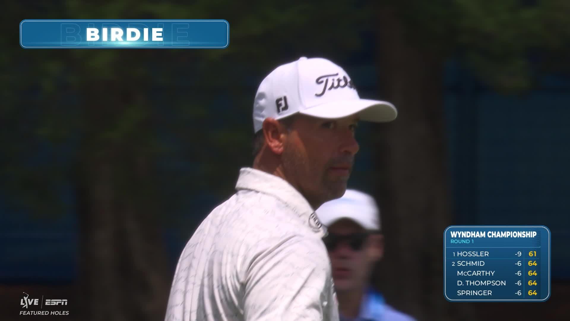 Rafael Campos sinks 24-foot birdie putt on No. 15 at Wyndham
