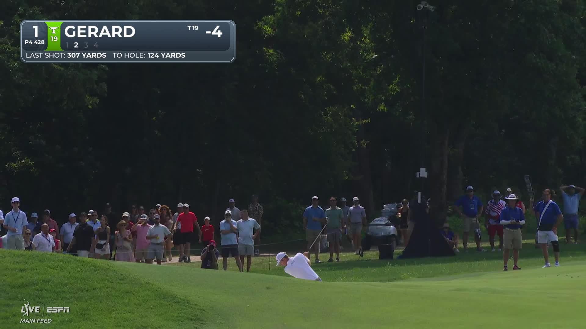 Ryan Gerard gets up-and-down from 128 yards for birdie on No. 1 at BMW Championship