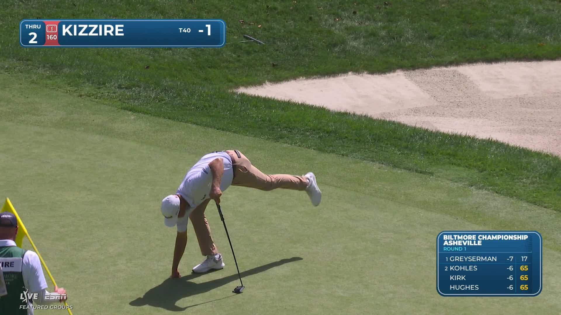 Patton Kizzire holes 13-foot approach for birdie on No. 2 at Biltmore