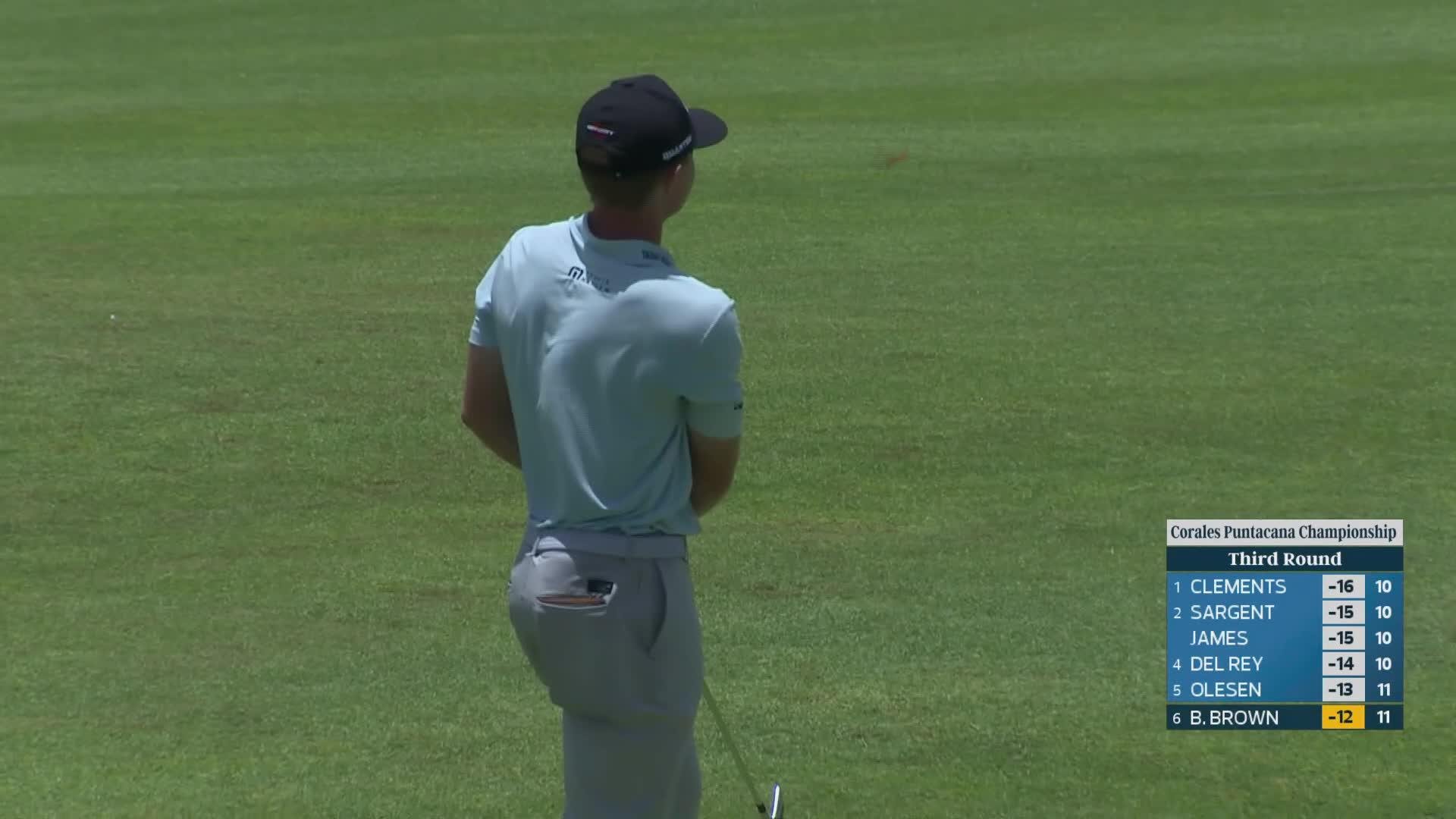 Blades Brown drains 5-foot birdie putt on No. 12 at Corales Puntacana