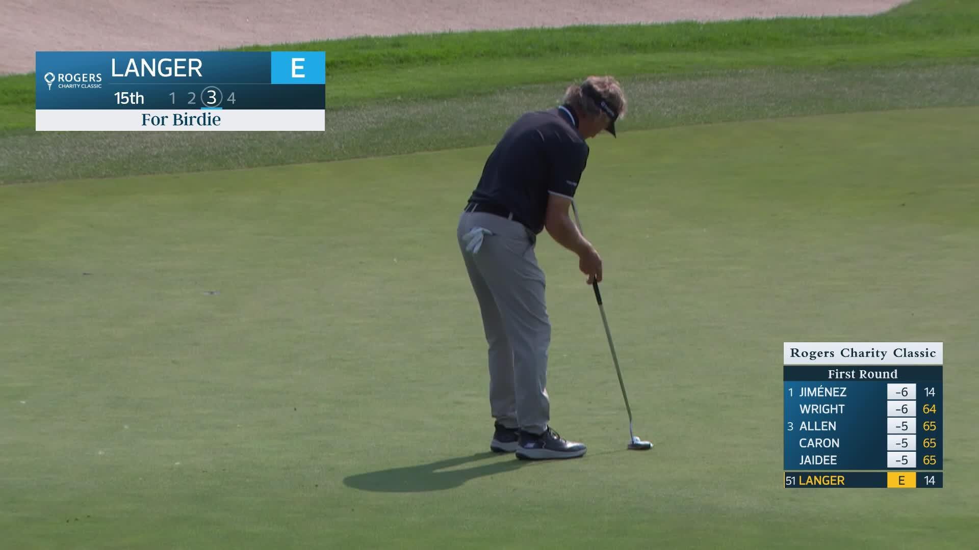 Bernhard Langer makes birdie on No. 15 at Rogers Charity Classic