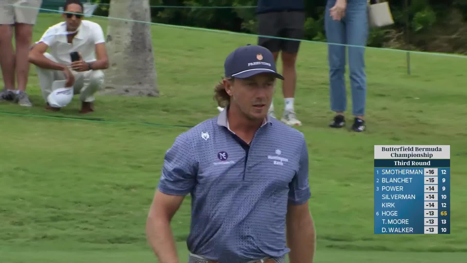 Austin Smotherman gets up-and-down from 65 yards for birdie on No. 12 at Butterfield Bermuda