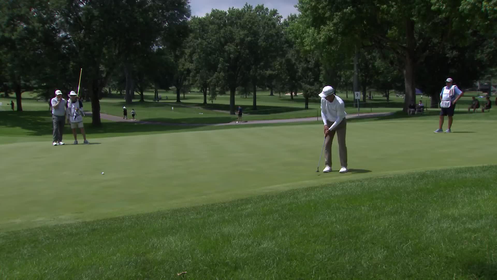 Mike Weir makes birdie on No. 9 at Kaulig Companies Championship